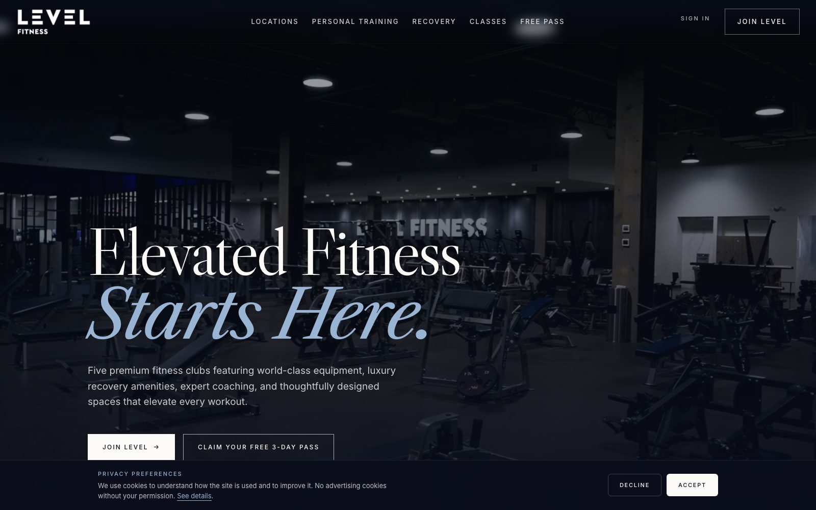 Level Fitness Clubs — website by Carozo Media